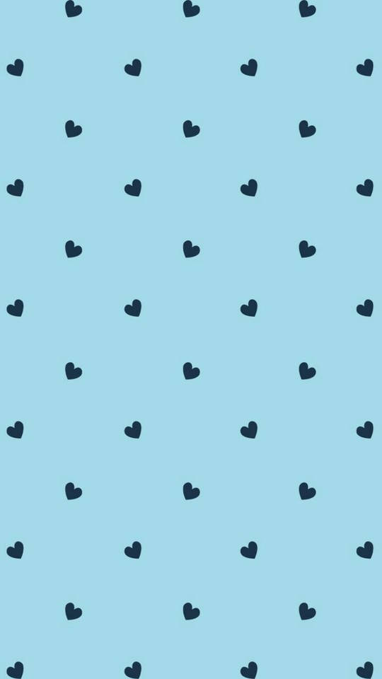 Cute Blue Phone Hearts Wallpaper