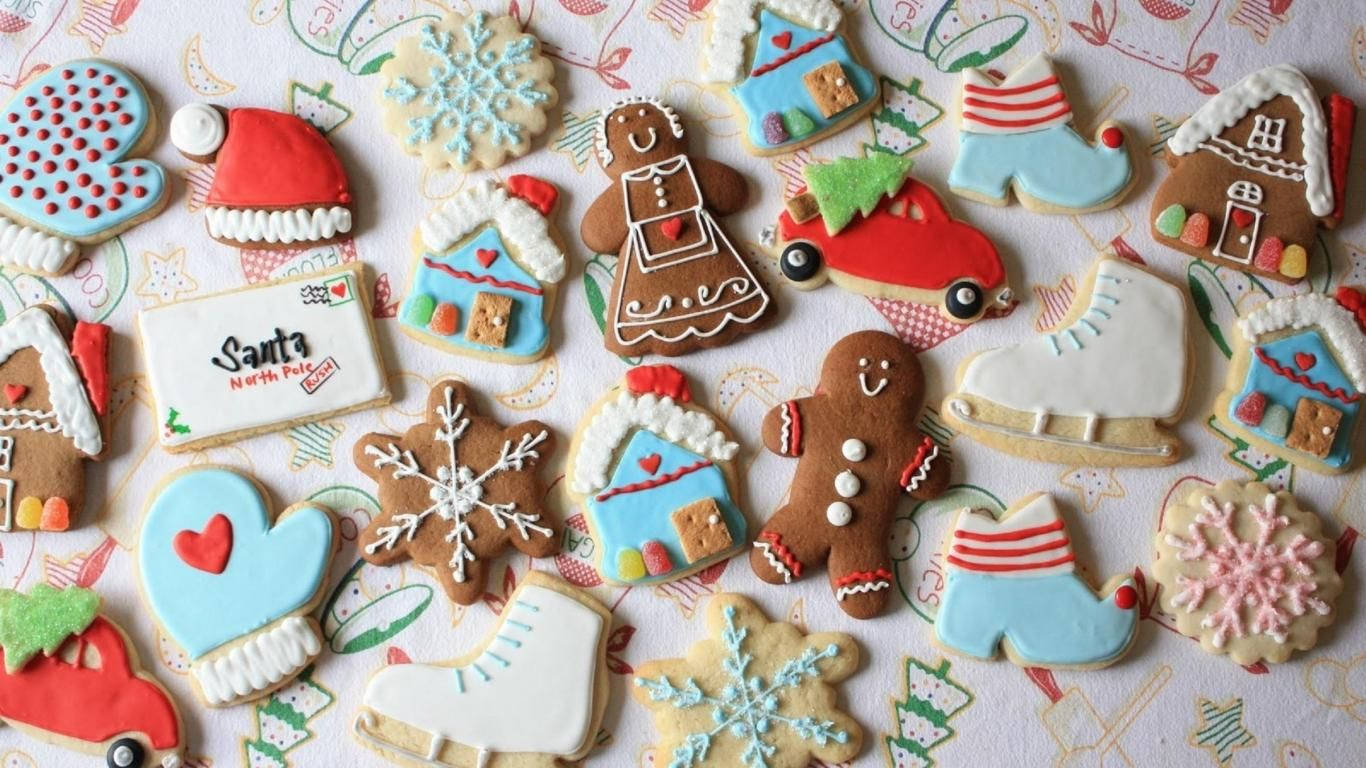 Santa Christmas Cookies Wallpaper