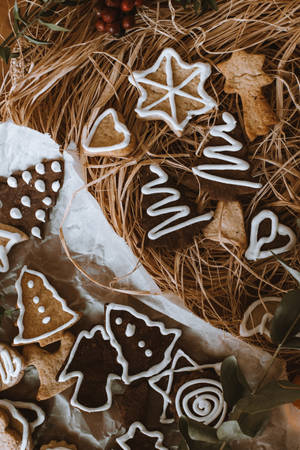 Christmas Cookies In Manger Wallpaper