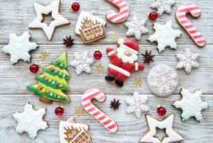 Christmas Cookies With Candy Canes Wallpaper