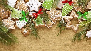 Christmas Trees And Star Cookies Wallpaper