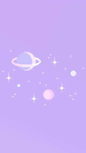 Cute Purple Aesthetic Pixelated Planet Wallpaper