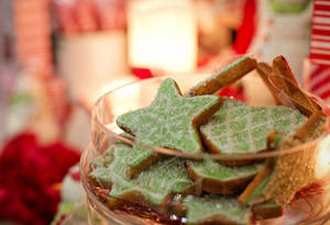 Green Christmas Cookies Wallpaper