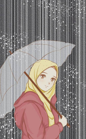 Silver Hijab Cartoon Wallpaper